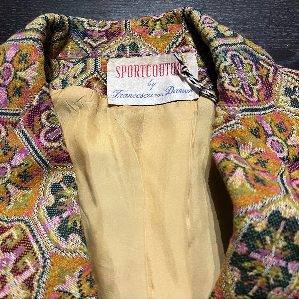 Vintage Multicolor Tapestry Women's Blazer Jacket - Picture 3 of 4